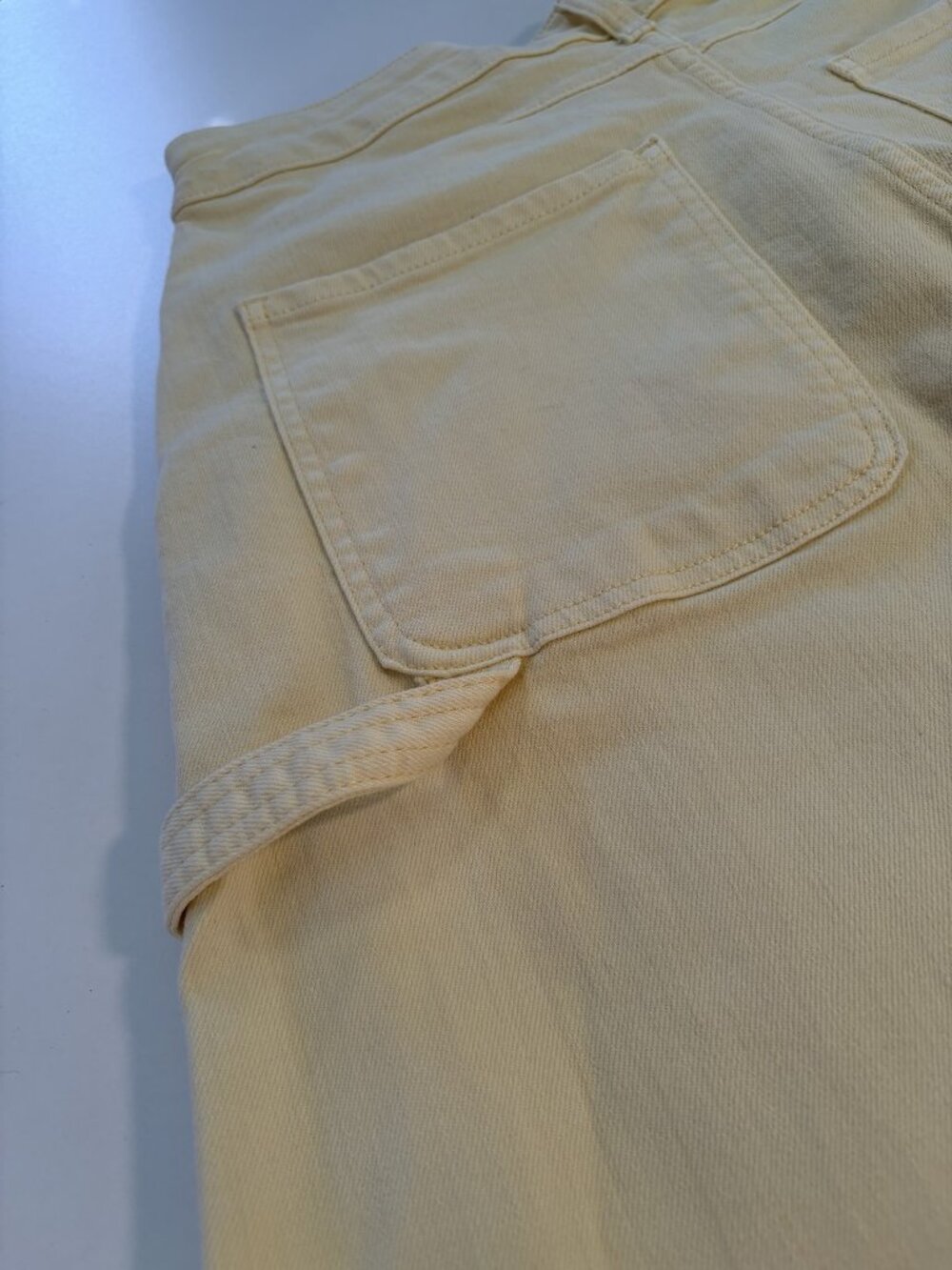 Pilcro Anthropologie Butter Yellow Carpenter Pants 28T Wide Leg Cropped Utility - Picture 3 of 11